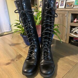 Frye Black Lace Up Tall Boots. Size 9. Used. $175